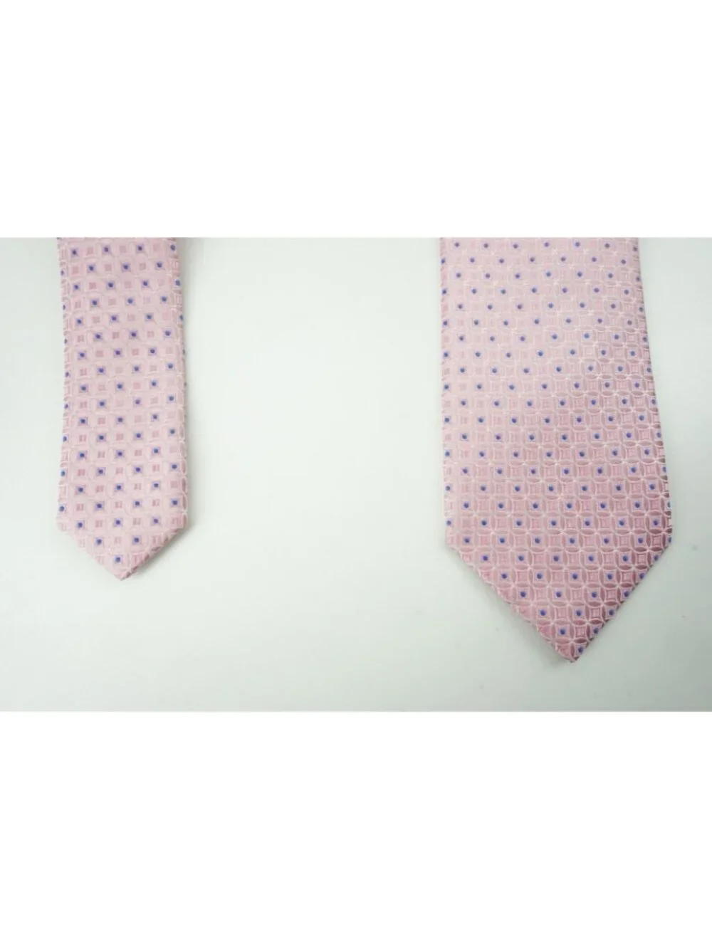 Eton Bubblegum Pink Cobalt Blue Foulard Geometric 100% Silk Tie Brand New Tags